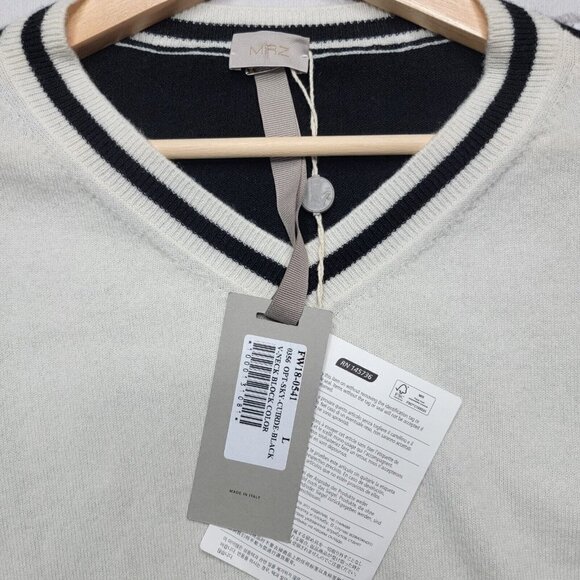 MrZ Wool Cashmere Blend V Neck Block Color Sweater NWT Size L - Picture 9 of 13